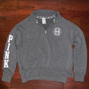 PINK Sweaters - pink xs gray quarter-zip sweatshirt PINK Sweaters - pink xs gray quarter-zip sweatshirt